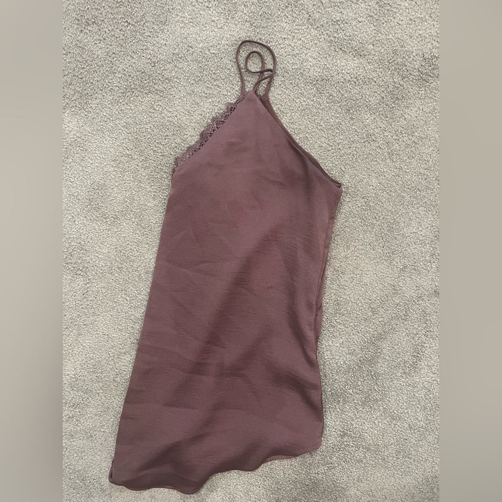 Satin deep purple spaghetti strap tank top